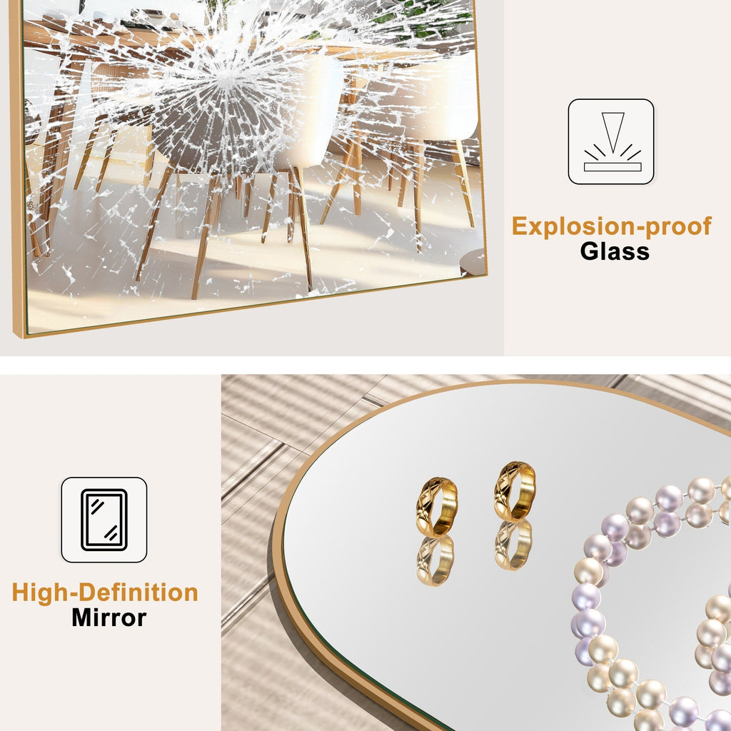 Gebogener, raumhoher Standspiegel aus Holz, Wandspiegel