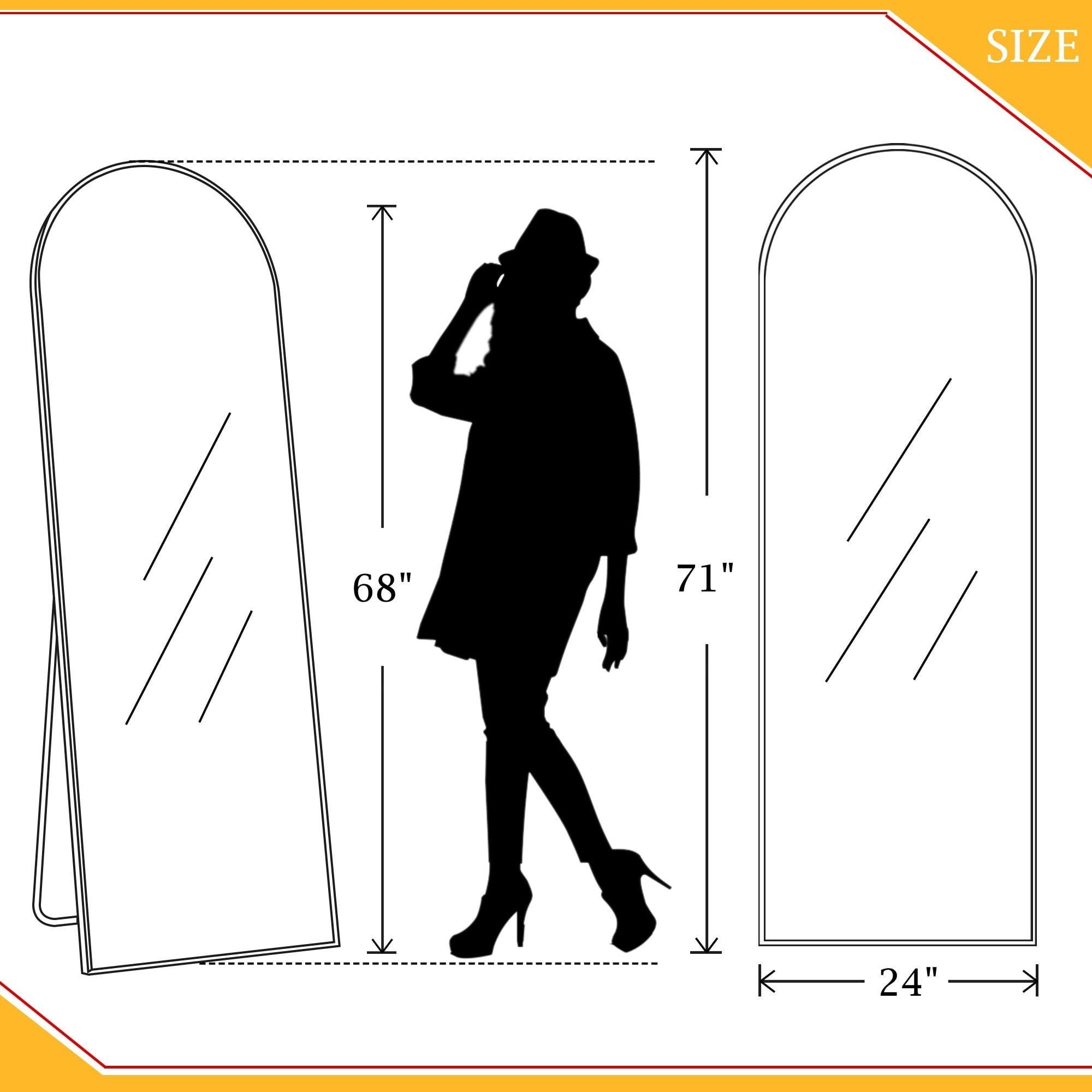 Moderner Ganzkörperspiegel mit Bogenform