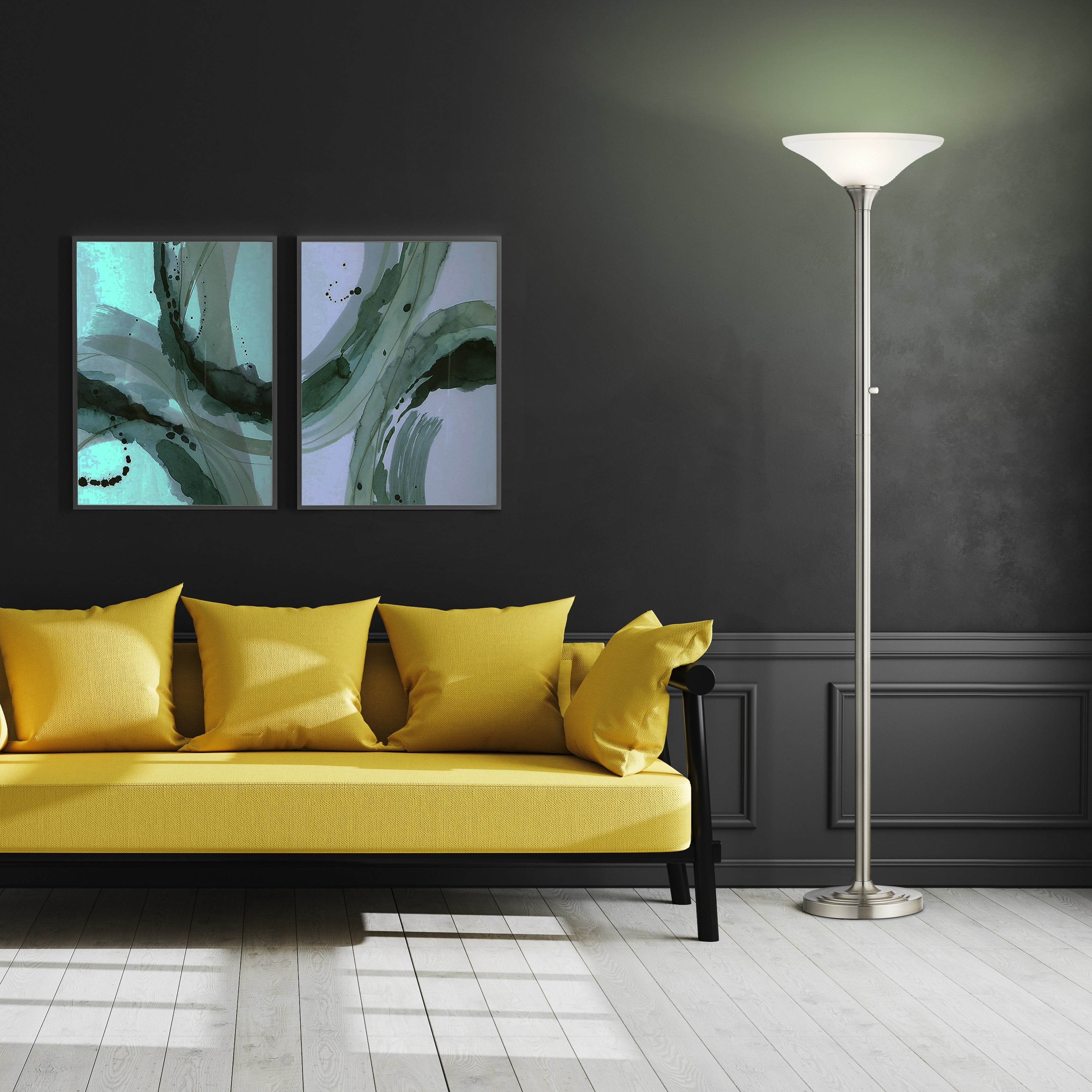 Artiva USA 71 LED-Stehleuchte mit gehämmerten Glasschirmen - 71