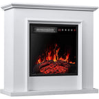 BOSSIN 43 Elektrokamin mit Kaminsims, 23-Zoll-Elektrokamineinsatz, freistehender TV-Ständer mit Kamin und hölzerner Feuerbox
