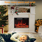 BOSSIN 43 Elektrokamin mit Kaminsims, 23-Zoll-Elektrokamineinsatz, freistehender TV-Ständer mit Kamin und hölzerner Feuerbox