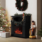 BOSSIN 43 Elektrokamin mit Kaminsims, 23-Zoll-Elektrokamineinsatz, freistehender TV-Ständer mit Kamin und hölzerner Feuerbox