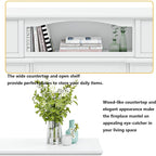 BOSSIN 43 Elektrokamin mit Kaminsims, 23-Zoll-Elektrokamineinsatz, freistehender TV-Ständer mit Kamin und hölzerner Feuerbox