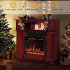 BOSSIN 43 Elektrokamin mit Kaminsims, 23-Zoll-Elektrokamineinsatz, freistehender TV-Ständer mit Kamin und hölzerner Feuerbox