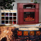 BOSSIN 43 Elektrokamin mit Kaminsims, 23-Zoll-Elektrokamineinsatz, freistehender TV-Ständer mit Kamin und hölzerner Feuerbox