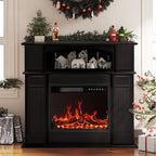 BOSSIN 43 Elektrokamin mit Kaminsims, 23-Zoll-Elektrokamineinsatz, freistehender TV-Ständer mit Kamin und hölzerner Feuerbox