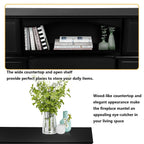 BOSSIN 43 Elektrokamin mit Kaminsims, 23-Zoll-Elektrokamineinsatz, freistehender TV-Ständer mit Kamin und hölzerner Feuerbox