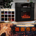 BOSSIN 43 Elektrokamin mit Kaminsims, 23-Zoll-Elektrokamineinsatz, freistehender TV-Ständer mit Kamin und hölzerner Feuerbox