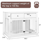 BOSSIN 112 cm große Hundebox, Beistelltisch aus Holz mit Schubladen, dekorative Hundebox/Hundehütte