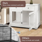 BOSSIN 112 cm große Hundebox, Beistelltisch aus Holz mit Schubladen, dekorative Hundebox/Hundehütte