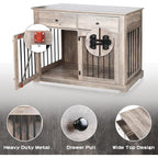 BOSSIN 112 cm große Hundebox, Beistelltisch aus Holz mit Schubladen, dekorative Hundebox/Hundehütte