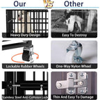 BOSSIN 48/38 Zoll (ca. 122/97 cm) robuste, unzerstörbare Hundebox, ausbruchsicherer Hundekäfig mit feststellbaren Rädern