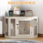 BOSSIN Eck-Hundebox, 44/52 Zoll (ca. 112/132 cm) große Hundehütte aus Holz mit Drahtgeflecht, dekoratives Hundehaus aus Holz für den Innenbereich