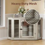 BOSSIN Eck-Hundebox, 44/52 Zoll (ca. 112/132 cm) große Hundehütte aus Holz mit Drahtgeflecht, dekoratives Hundehaus aus Holz für den Innenbereich