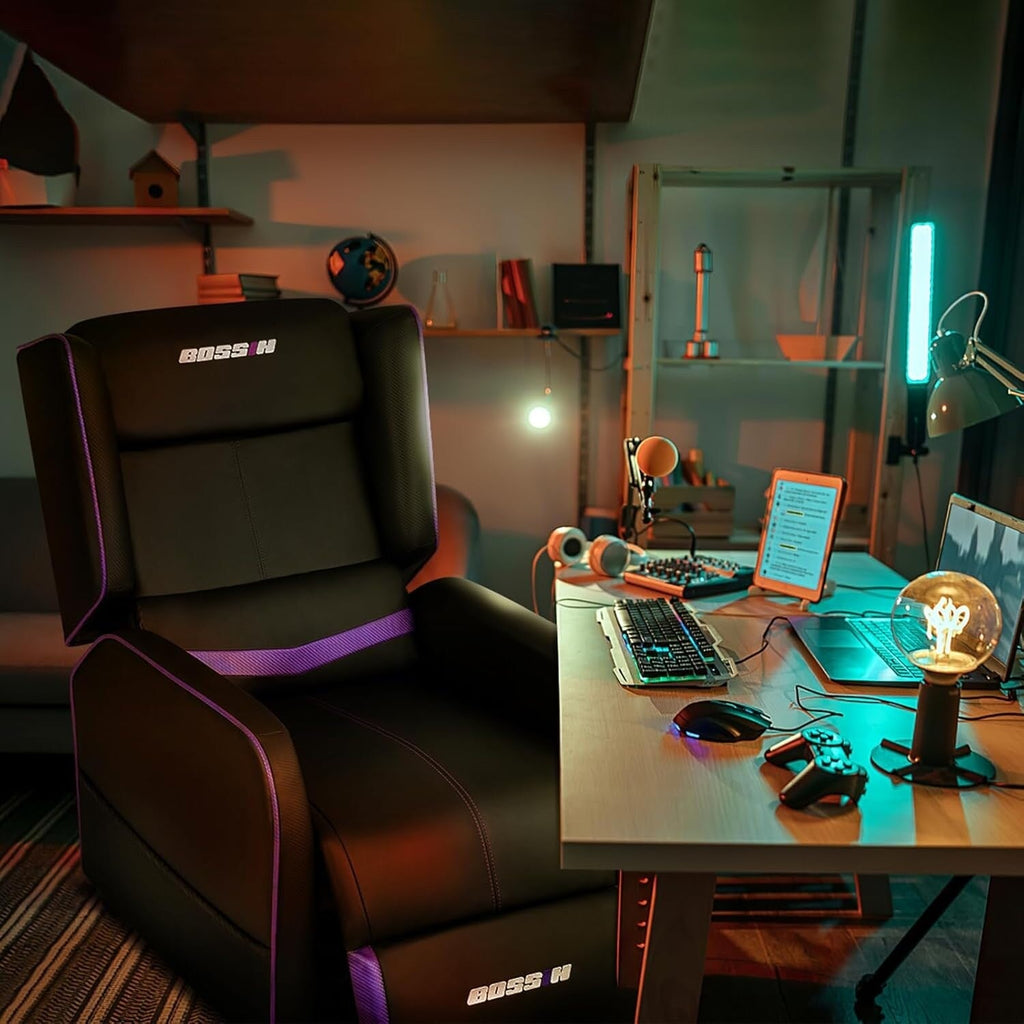BOSSIN Ergonomischer Gaming-Sessel mit Liegefunktion aus PU-Leder für das Wohnzimmer
