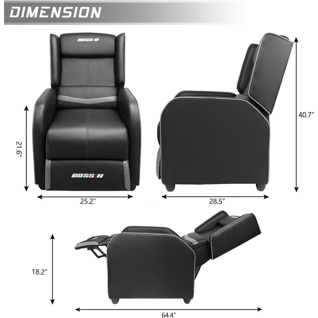 BOSSIN Ergonomischer Gaming-Sessel mit Liegefunktion aus PU-Leder für das Wohnzimmer