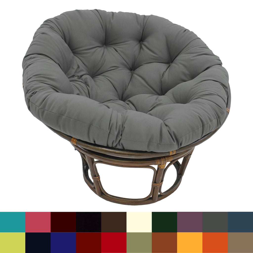 Bali Papasan-Sessel aus Rattan (107 cm) mit Twill-Kissen
