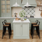 Barhocker mit Rückenlehne, 4er-Set, industrielle Metallbarhocker mit Holzsitzen