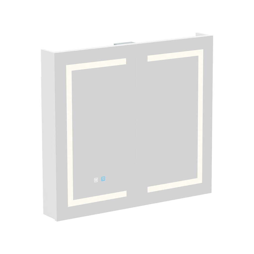 Badezimmer-Spiegelschrank mit LED-Beleuchtung, beschlagfrei, 6000 K, Wandschrank, Weiß