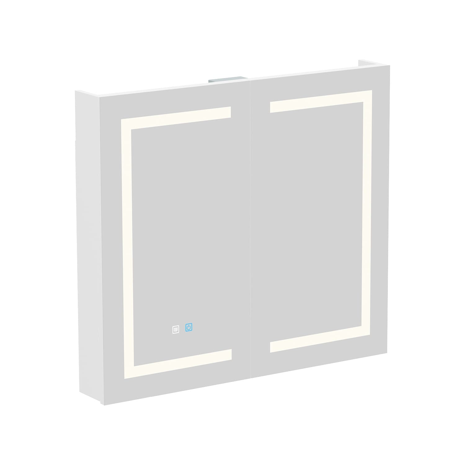 Badezimmer-Spiegelschrank mit LED-Beleuchtung, beschlagfrei, 6000 K, Wandschrank, Weiß