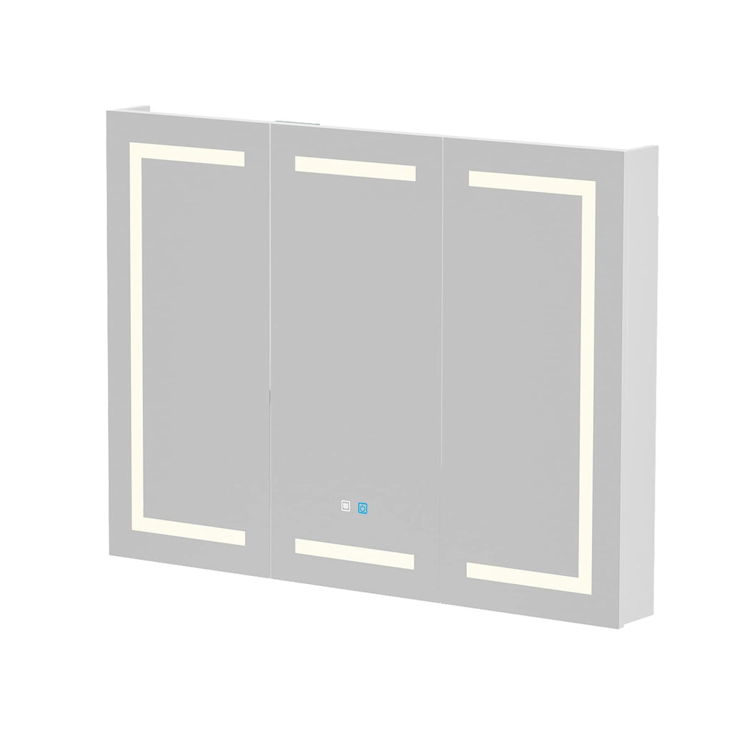 Badezimmer-Spiegelschrank mit LED-Beleuchtung, beschlagfrei, 6000 K, Wandschrank, Weiß