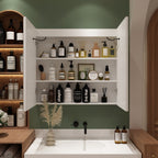 Badezimmer-Spiegelschrank mit LED-Beleuchtung, beschlagfrei, 6000 K, Wandschrank, Weiß