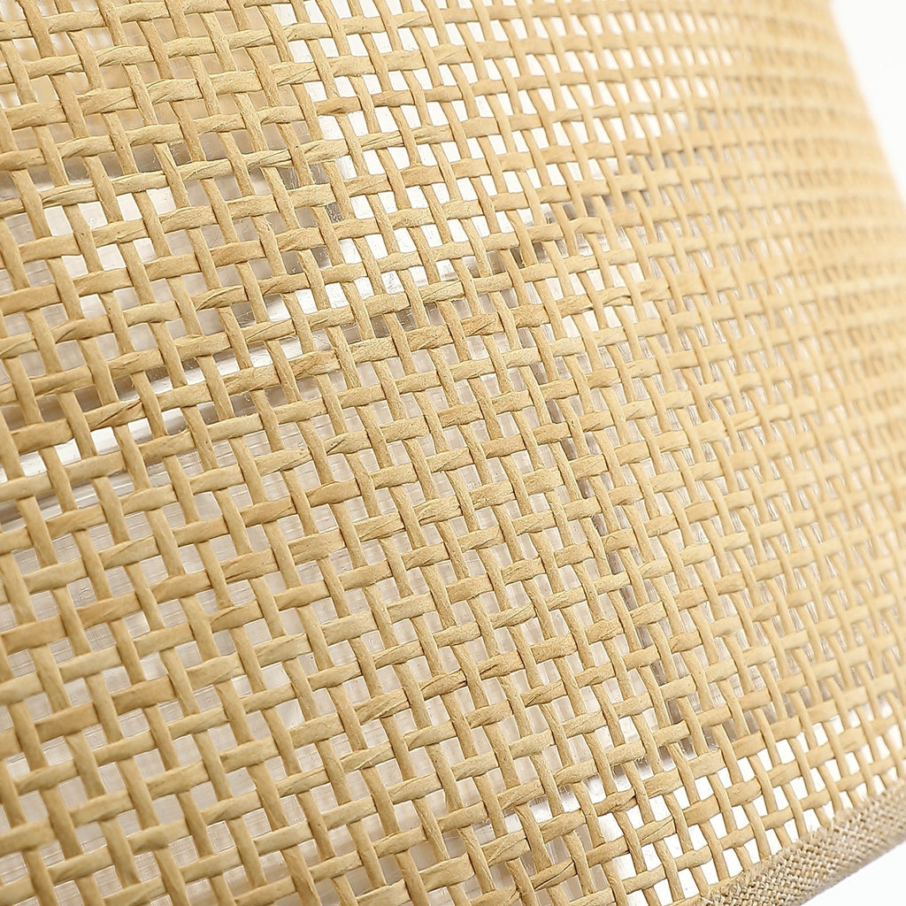 Bayou 5-flammiger schwarzer Küsten-Trommel-Kronleuchter mit doppeltem Rattanschirm – 61 cm breit