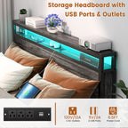 Landhaus-Holzplattformbettgestell mit Ladestation und LED-Beleuchtung