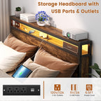 Landhaus-Holzplattformbettgestell mit Ladestation und LED-Beleuchtung