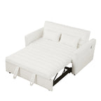 Beigefarbenes 55,12 Bouclé-Zweisitzer-Schlafsofa mit verstellbarer Rückenlehne und 2 Lendenkissen für das Wohnzimmer