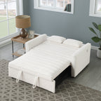 Beigefarbenes 55,12 Bouclé-Zweisitzer-Schlafsofa mit verstellbarer Rückenlehne und 2 Lendenkissen für das Wohnzimmer