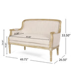 Beige-braunes Zweisitzer-Sofa aus Holz mit Rahmen aus Gummibaumholz