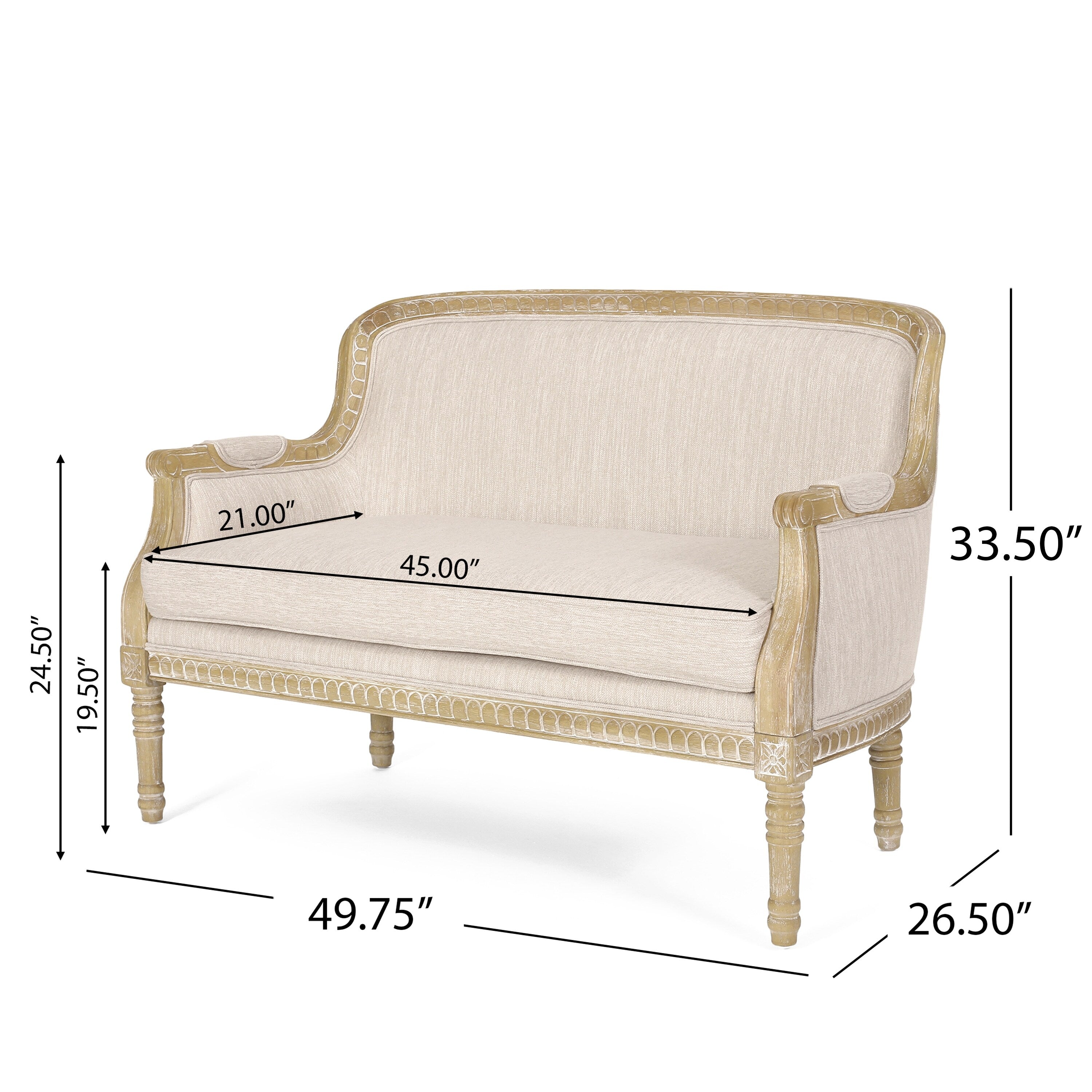 Beige-braunes Zweisitzer-Sofa aus Holz mit Rahmen aus Gummibaumholz