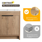 Beingnext 24/30/36 Waschtisch mit Waschbecken, freistehender Waschtisch mit Soft-Close-Tür und verstellbarem Regal