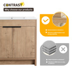 Beingnext 24/30/36 Waschtisch mit Waschbecken, freistehender Waschtisch mit Soft-Close-Tür und verstellbarem Regal