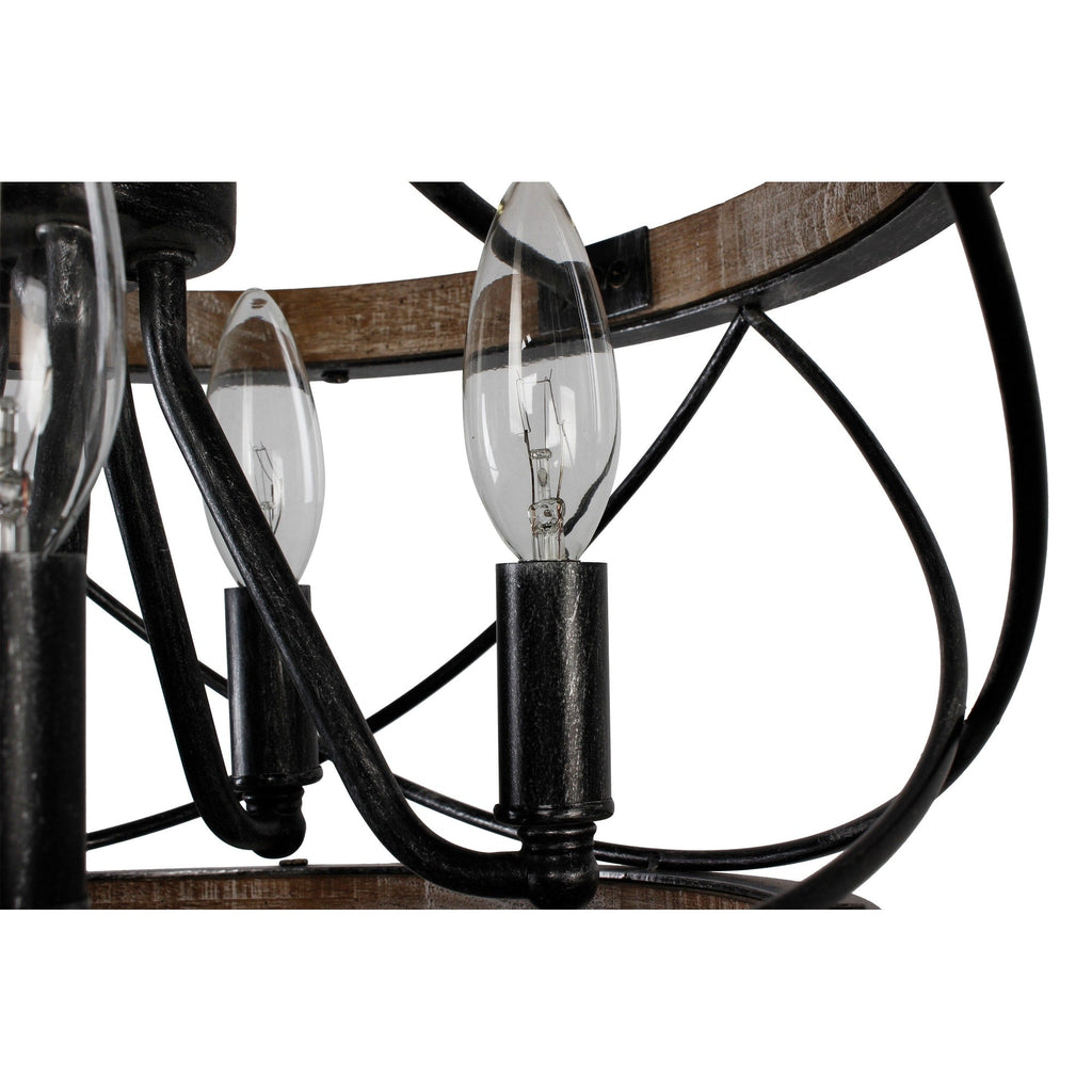 Bella Depot 5-flammiger Kronleuchter im rustikalen Käfigdesign aus Holz, dimmbar, 15,7 cm verstellbare Pendelleuchte im Landhausstil für Kücheninseln