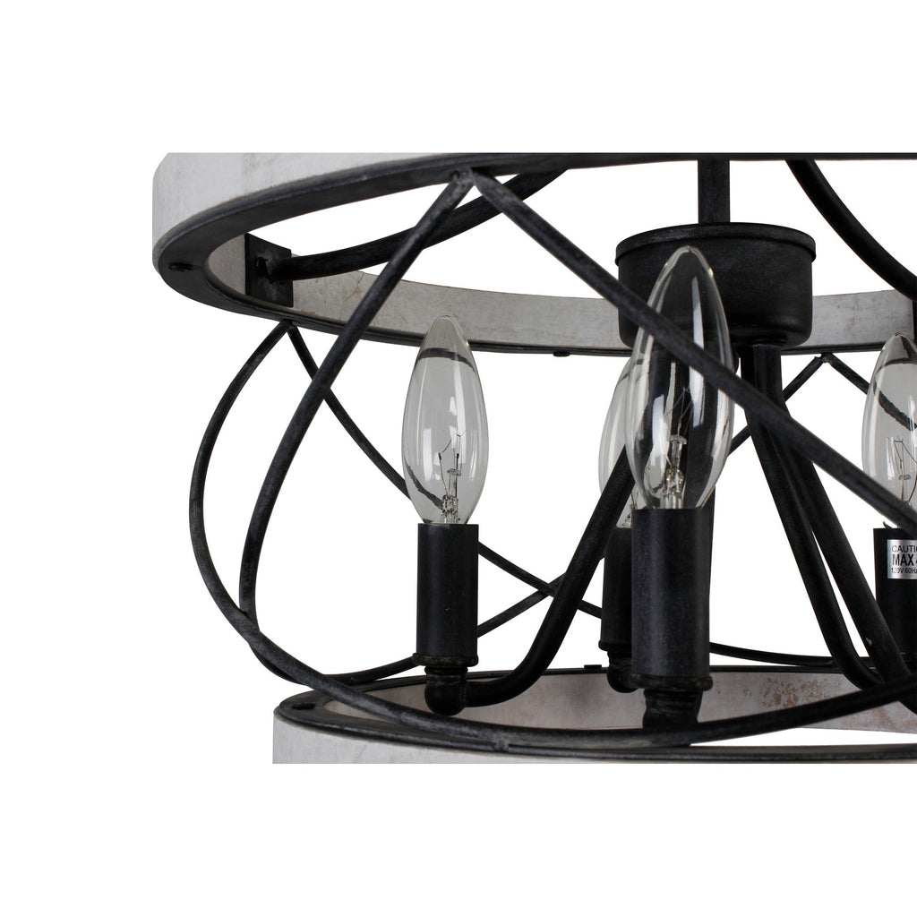 Bella Depot 5-flammiger Kronleuchter im rustikalen Käfigdesign aus Holz, dimmbar, 15,7 cm verstellbare Pendelleuchte im Landhausstil für Kücheninseln