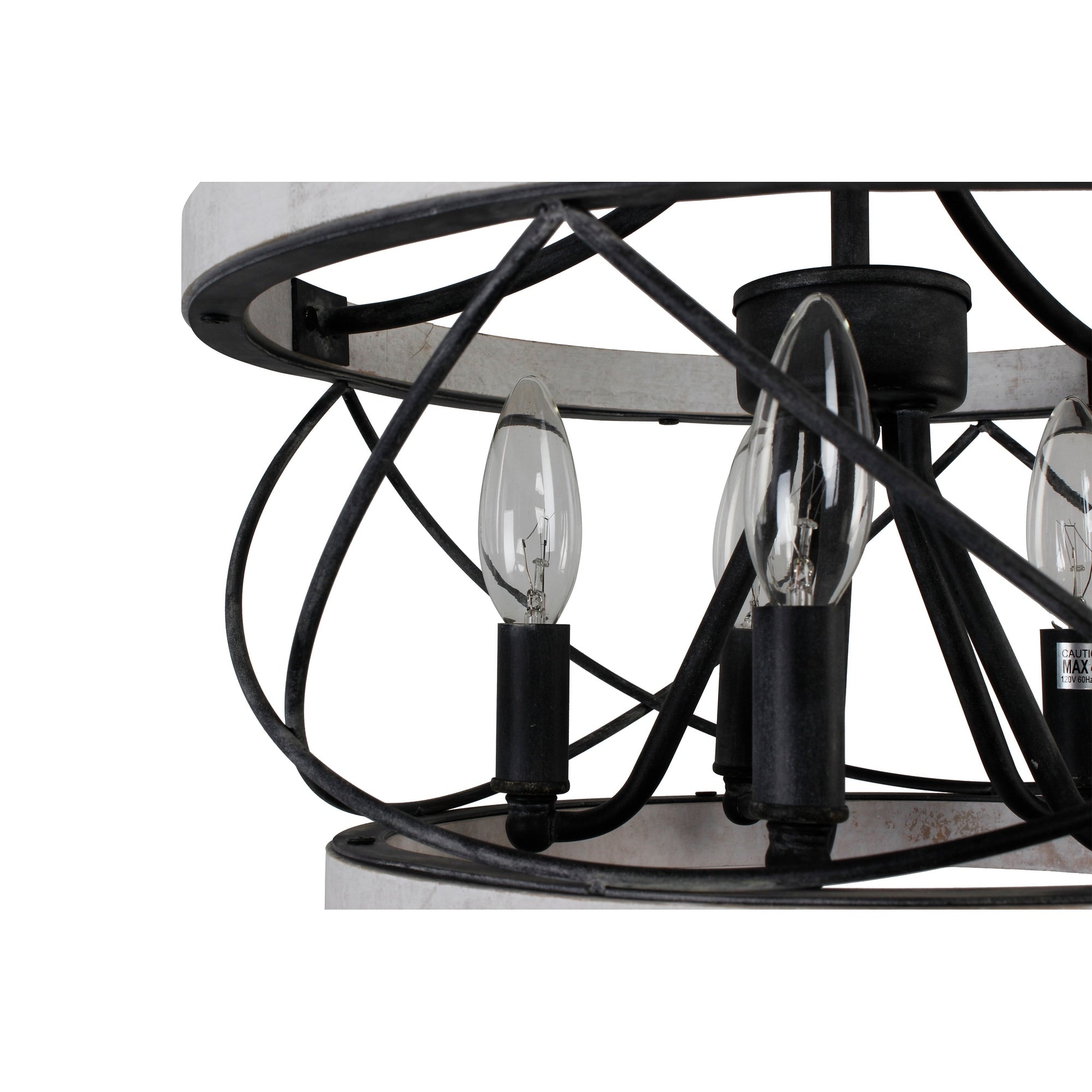 Bella Depot 5-flammiger Kronleuchter im rustikalen Käfigdesign aus Holz, dimmbar, 15,7 cm verstellbare Pendelleuchte im Landhausstil für Kücheninseln