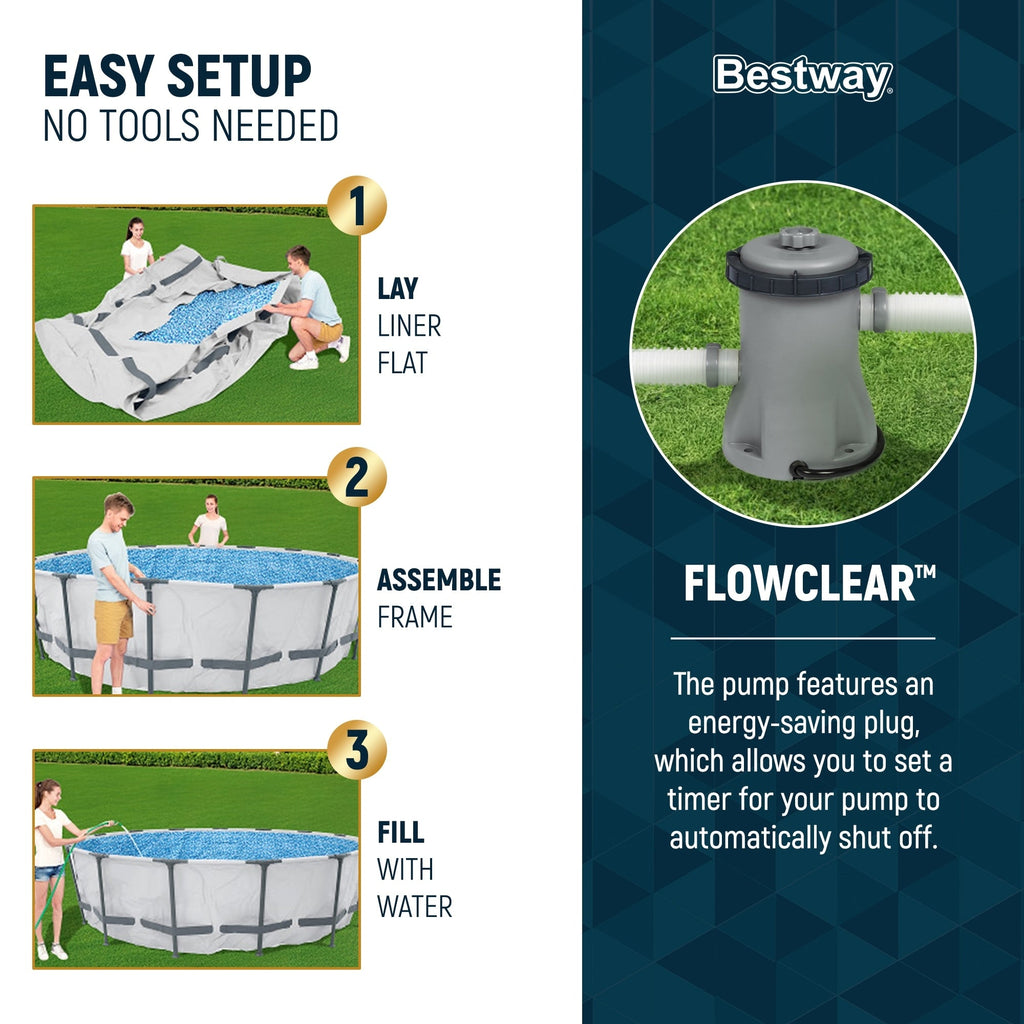 Bestway Steel Pro MAX 10'x30 Runder Aufstellpool für den Außenbereich mit Pumpe - 10 Fuß x 30 Zoll.