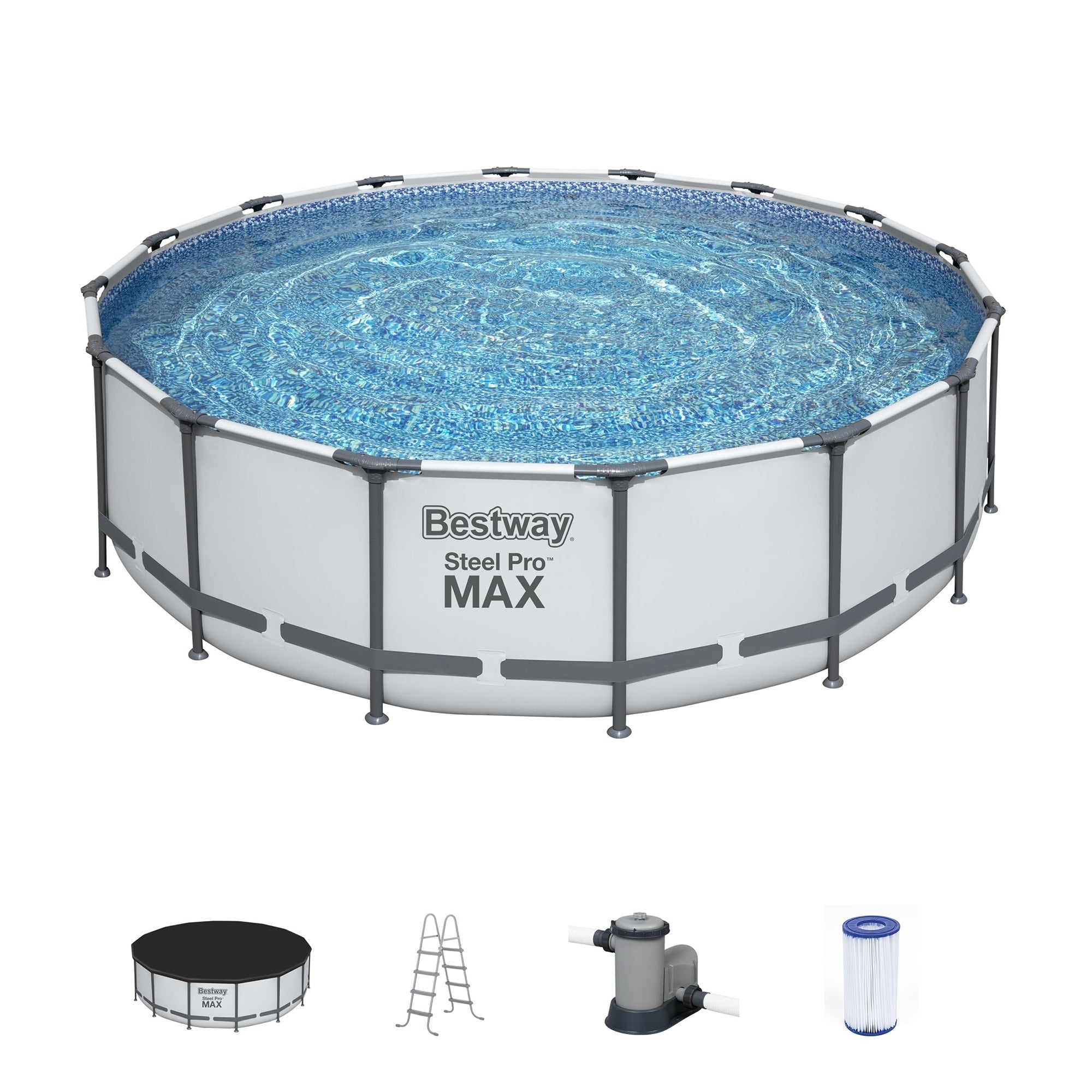 Bestway Steel Pro MAX Runder Aufstellpool mit Pumpe und Abdeckung