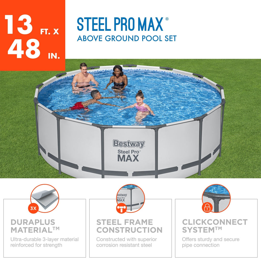 Bestway Steel Pro MAX Runder Aufstellpool mit Pumpe und Abdeckung