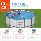 Bestway Steel Pro MAX Runder Aufstellpool mit Pumpe und Abdeckung