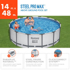 Bestway Steel Pro MAX Runder Aufstellpool mit Pumpe und Abdeckung