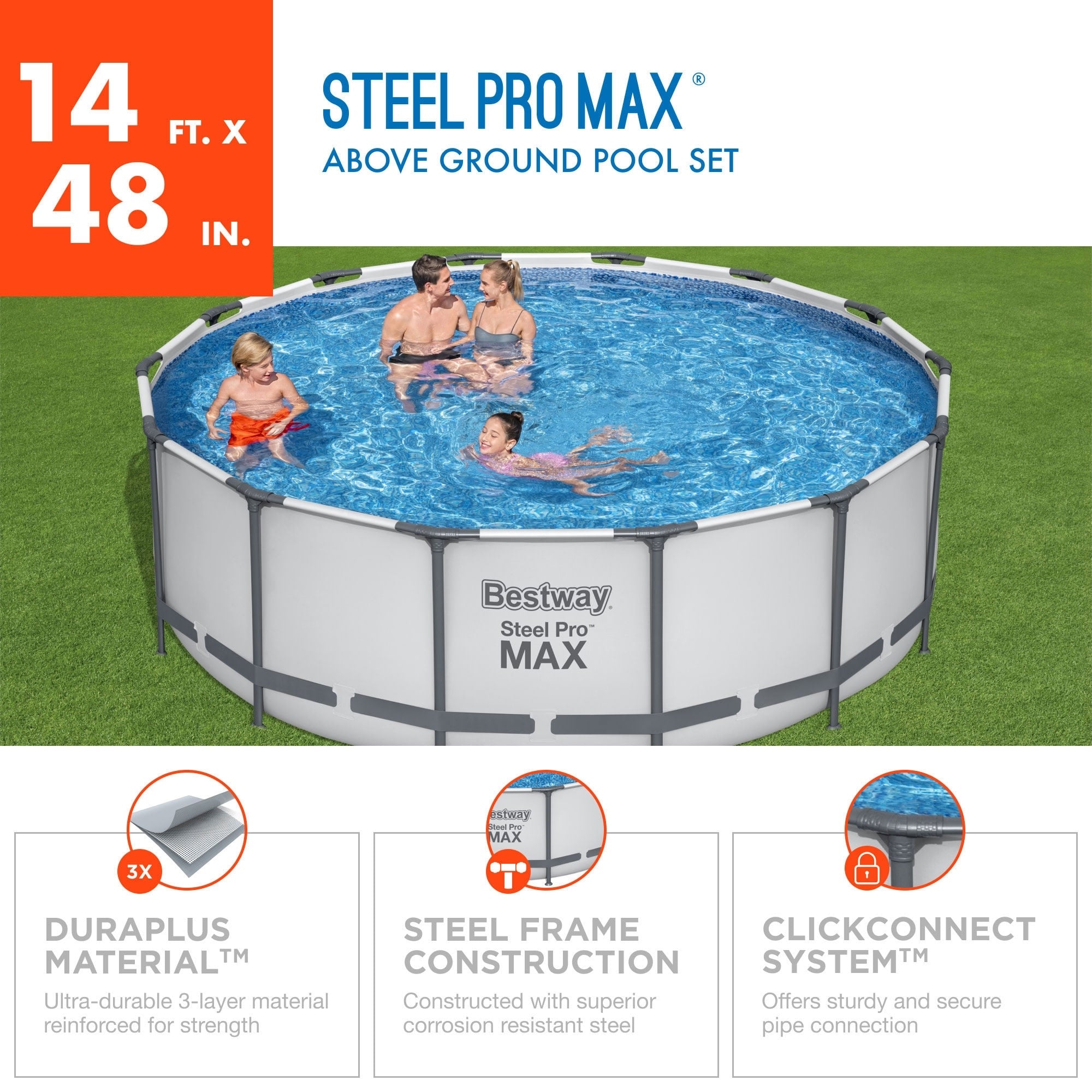 Bestway Steel Pro MAX Runder Aufstellpool mit Pumpe und Abdeckung