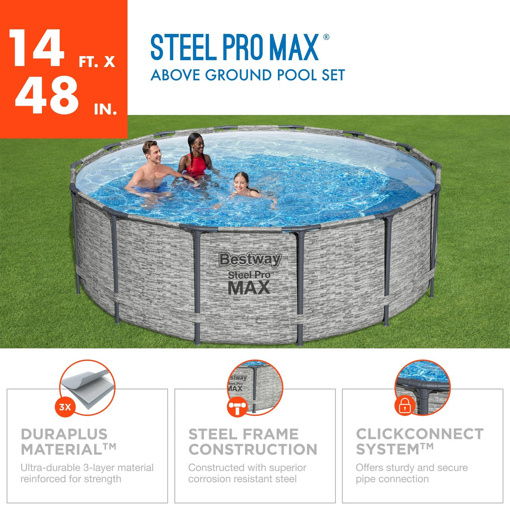 Bestway Steel Pro MAX Runder Aufstellpool mit Pumpe und Abdeckung