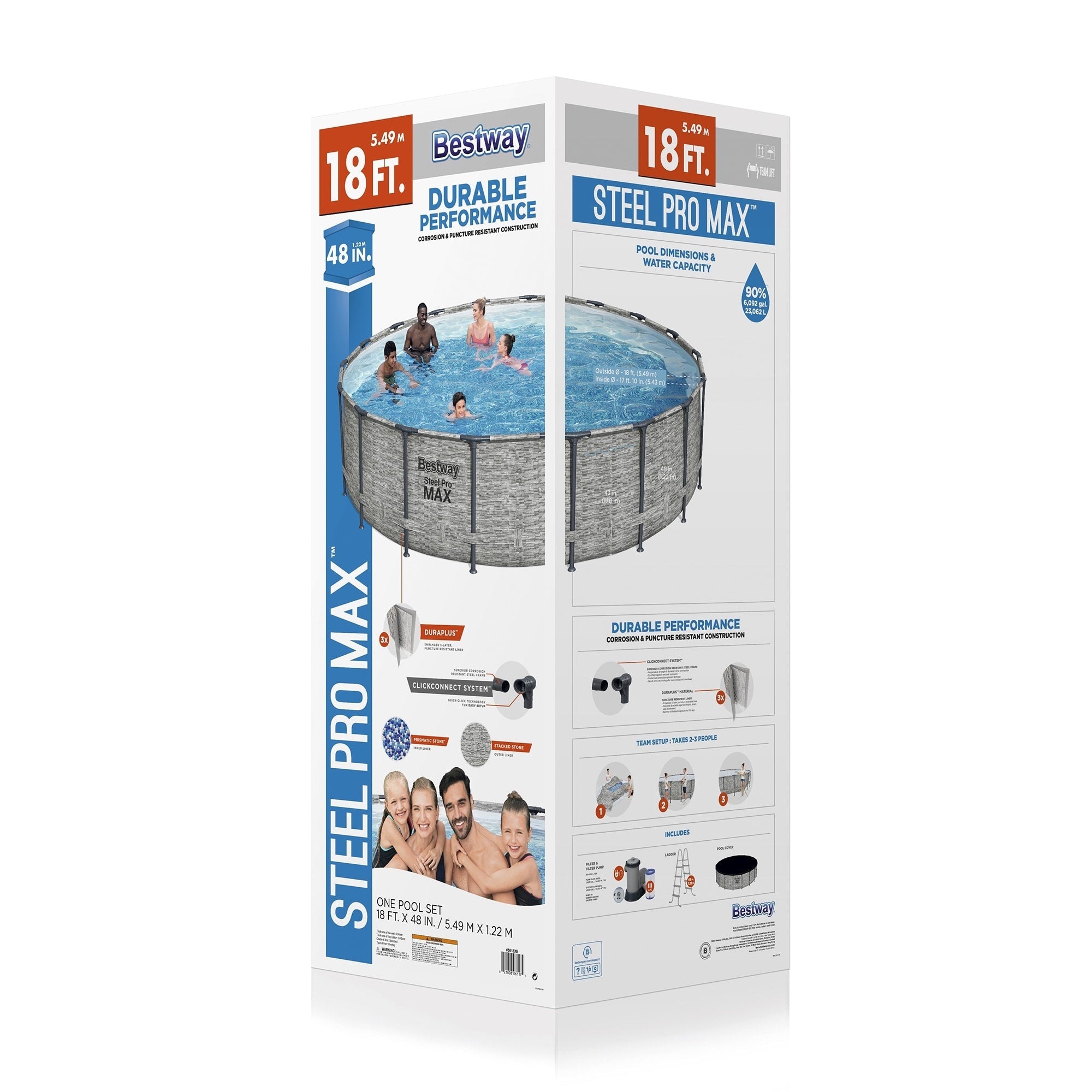 Bestway Steel Pro MAX Runder Aufstellpool mit Pumpe und Abdeckung