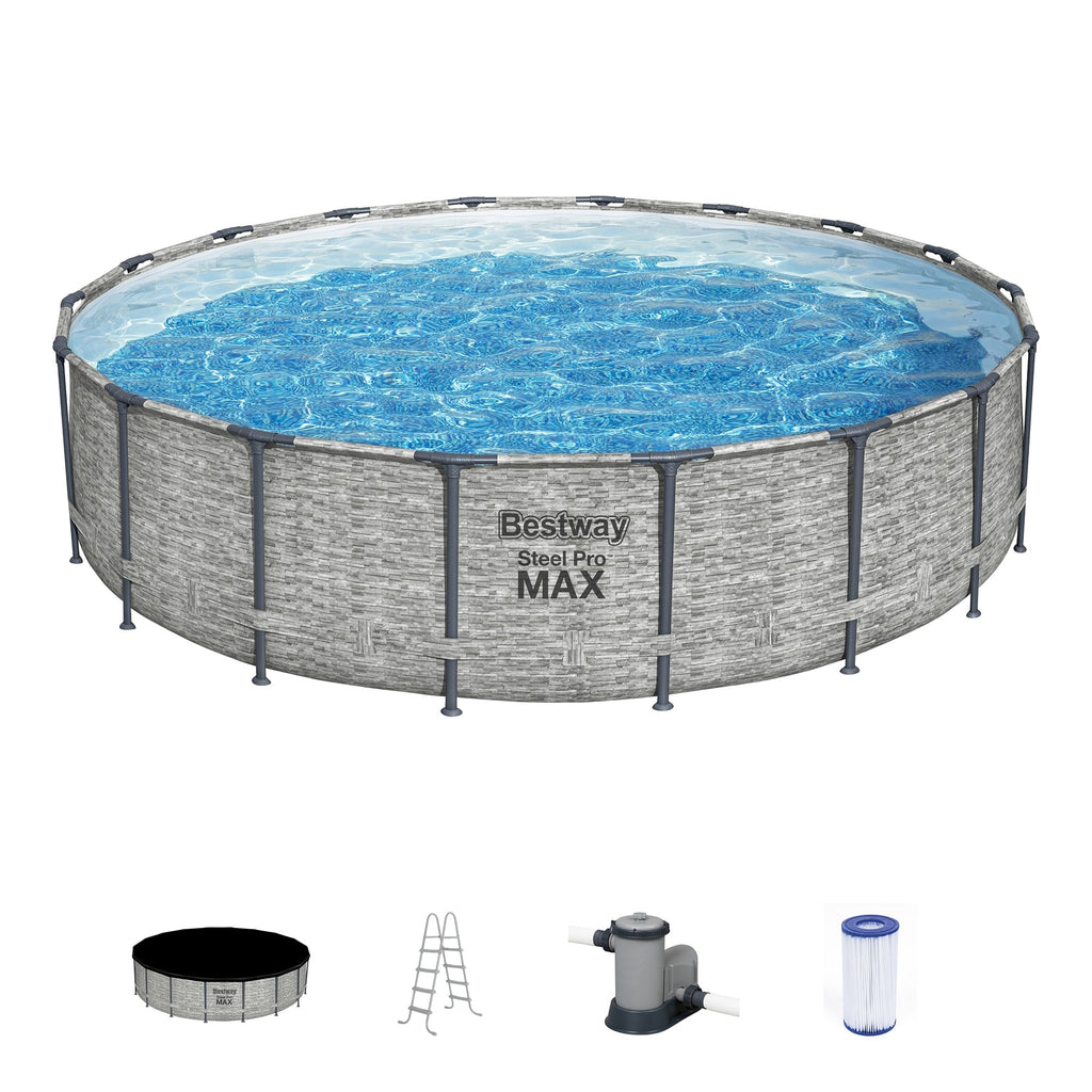 Bestway Steel Pro MAX Runder Aufstellpool mit Pumpe und Abdeckung