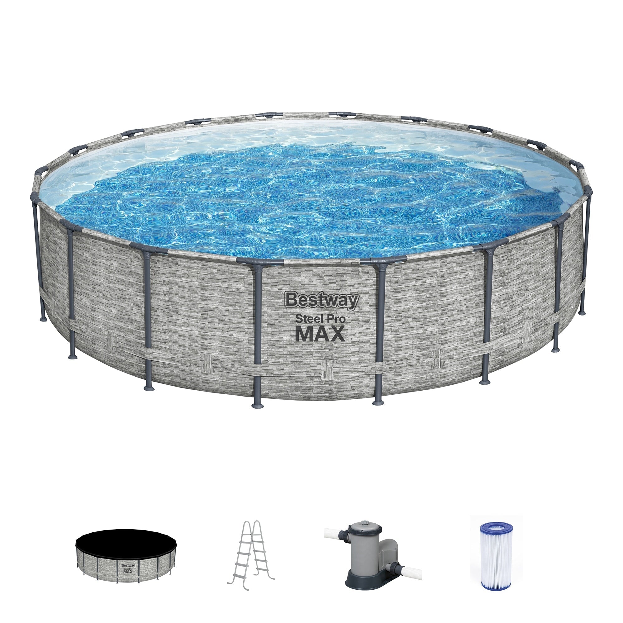 Bestway Steel Pro MAX Runder Aufstellpool mit Pumpe und Abdeckung