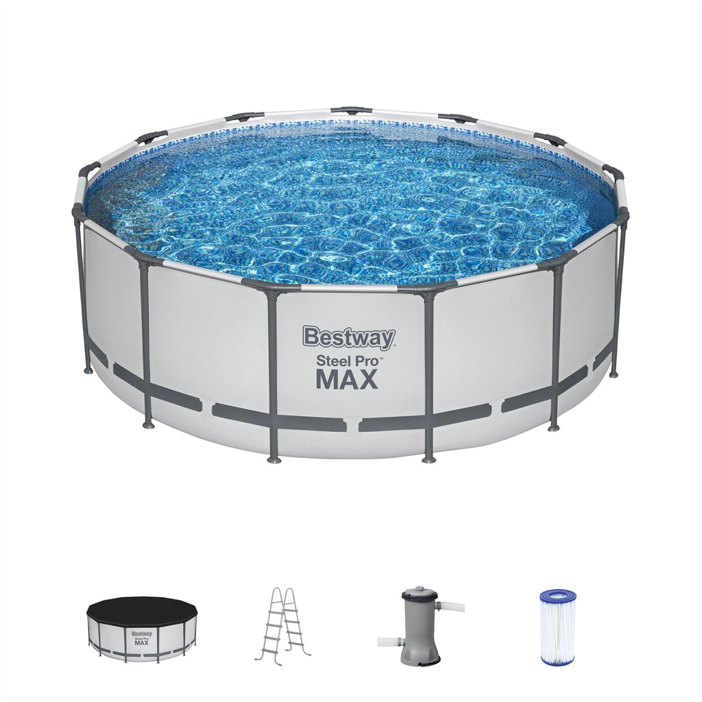 Bestway Steel Pro MAX Runder Aufstellpool mit Pumpe und Abdeckung
