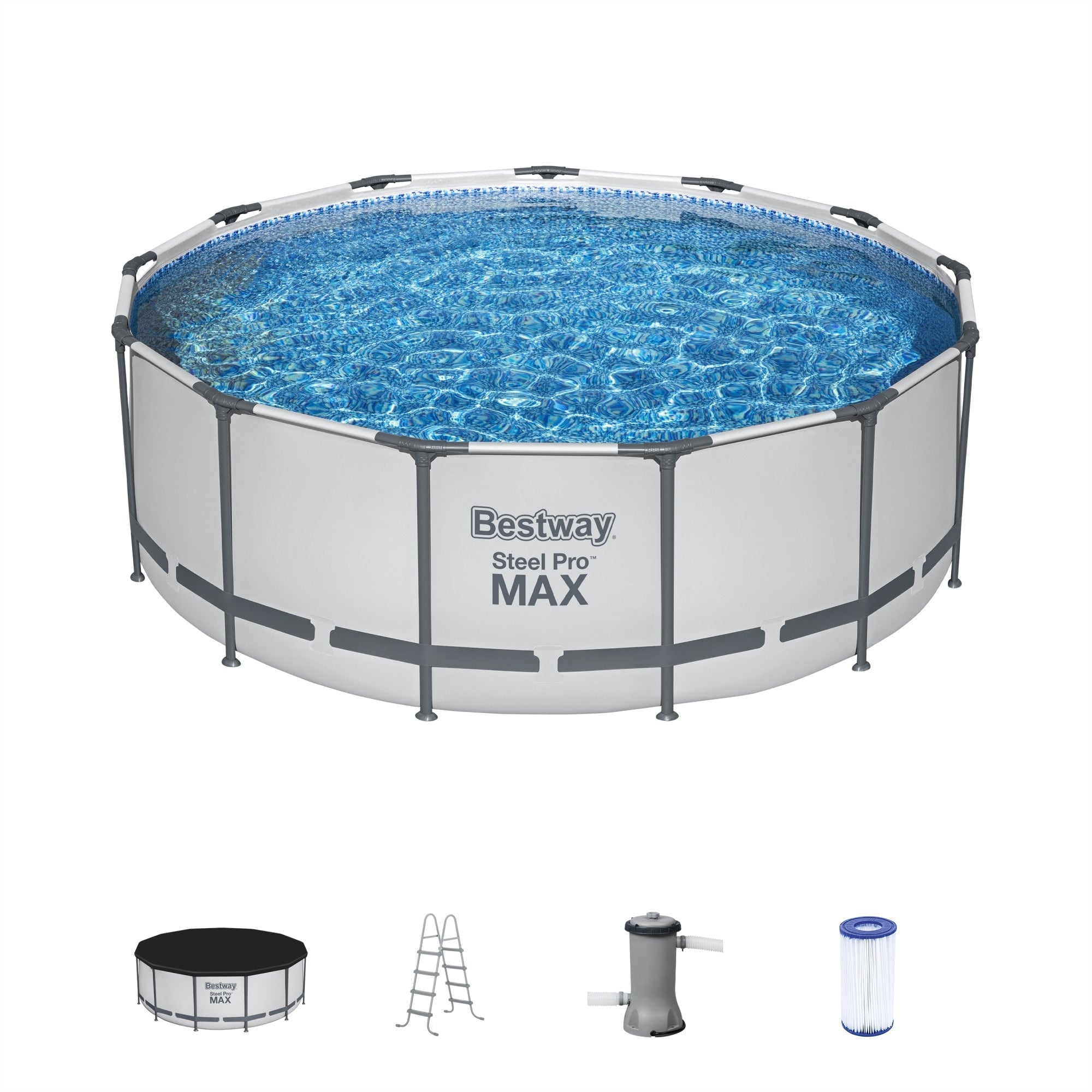 Bestway Steel Pro MAX Runder Aufstellpool mit Pumpe und Abdeckung